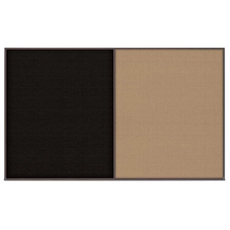 United Visual Products Triple Door Radius Corkboard, 96"x48", Hea, UV7016RC-BLACK-PUMICE UV7016RC-BLACK-PUMICE